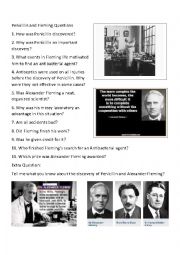 English Worksheet: Penicillin and Alexander Fleming Questions and Answers