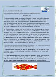 English Worksheet: exam for grade 7 (An amazing story about fish)
