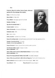 English Worksheet: Sir Arthur Conan Doyles biography - Gap fill : asking questions