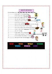 English Worksheet: Question Words exercise