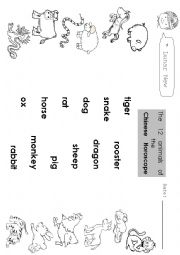 English Worksheet: The Chinese Zodiac animals