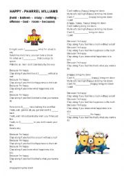 English Worksheet: Happy - Pharrel Willians