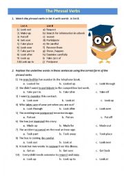 English Worksheet: Phrasal verbs 