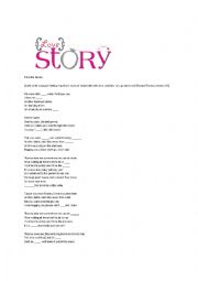 English Worksheet: Love Story Fill In the Blank