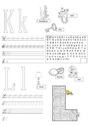 English Worksheet: Letters K L