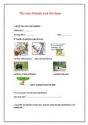 English Worksheet: THE TWO FRIENDS AND THE BEAR