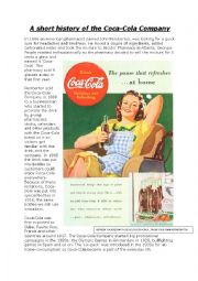 Coca-Cola History - Reading comprehension + grammar test