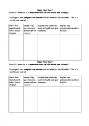 English Worksheet: Back to school after a holiday period