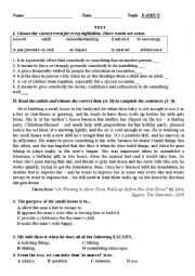 English Worksheet: Family