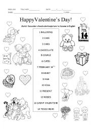 English Worksheet: Valentines day activity