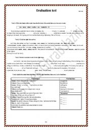 English Worksheet: evaluation test