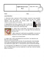 English Worksheet: end of term test 2 9th form
