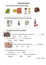 English Worksheet: tastes