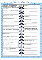 English Worksheet: past simple to be and can (with key)