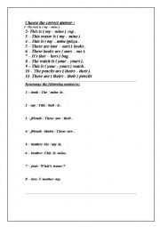English Worksheet: grammar activity