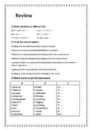 English Worksheet: review about module three 