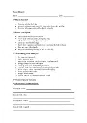 English Worksheet: Teaching Values: Honesty