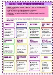 English Worksheet: Modals and other expressions