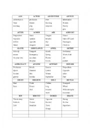 English Worksheet: Cambridge Flyers Taboo