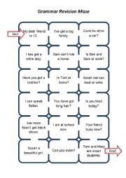English Worksheet: Be, have got, can  Grammar Maze