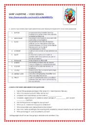 English Worksheet: St. Valentines Day - Video session (3,59