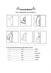 English Worksheet: Clothes and colors