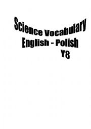 Y8 Science vocabulary translated into Polish