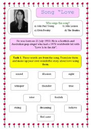 English Worksheet: Song - Love is in the air (by John Paul Young) - Nice song on Valentines Day