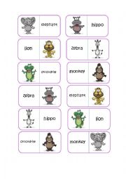 English Worksheet: animals domino