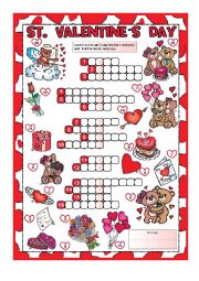 English Worksheet: St. Valentines Day CROSSWORD