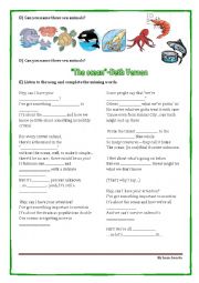 English Worksheet: ocean song part 2