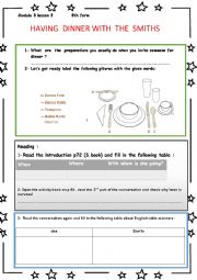 English Worksheet: Having dinner with te Smiths