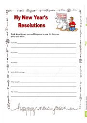 English Worksheet: My New Years Resolutions 