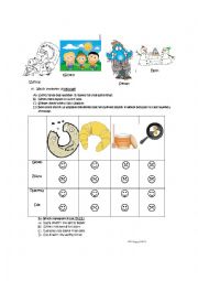 English Worksheet: Elementary Revision (part 3) [daily routines, weather,feelings,present simple vs. cont etc..)