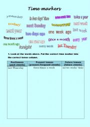 English Worksheet: Time Markers 