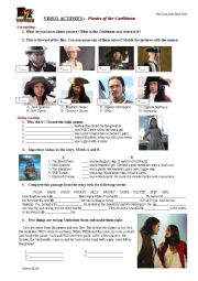English Worksheet: FILM: PIRATES OF THE CARIBBEAN; The curse of the black pearl
