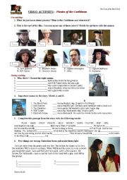 English Worksheet: FILM: PIRATES OF THE CARIBBEAN; The curse of the black pearl