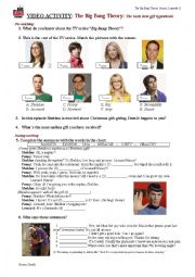 English Worksheet: TV series: Big Bang Theory; chapter:The bath item gift hipothesis (season 2, episode 11)