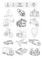 English Worksheet: Means of transport vocabulary