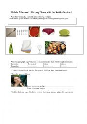 English Worksheet: having dinner with the Smith