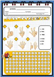 English Worksheet: NUMBERS