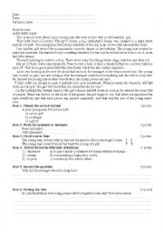 English Worksheet: A  BROKEN VASE TEXT 