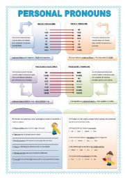 SUBJECT, OBJECT, POSSESSIVE ADJECTIVE, POSSESSIVE PRONOUNS + ANSWER KEY