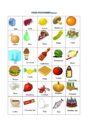 English Worksheet: Food Pictionary