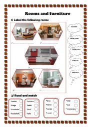 English Worksheet: Rooms and furniture