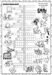 English Worksheet: Entertainment Crossword Puzzle