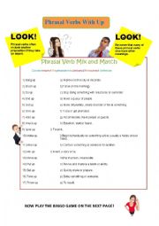 English Worksheet: Phrasal Verbs with up Complete Activity 