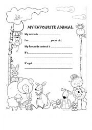 English Worksheet: My favourite  animal