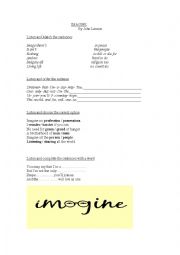 English Worksheet: Imagine (activity) song
