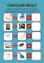 English Worksheet: COMPOUND WORDS (Closed form) (5 pages)